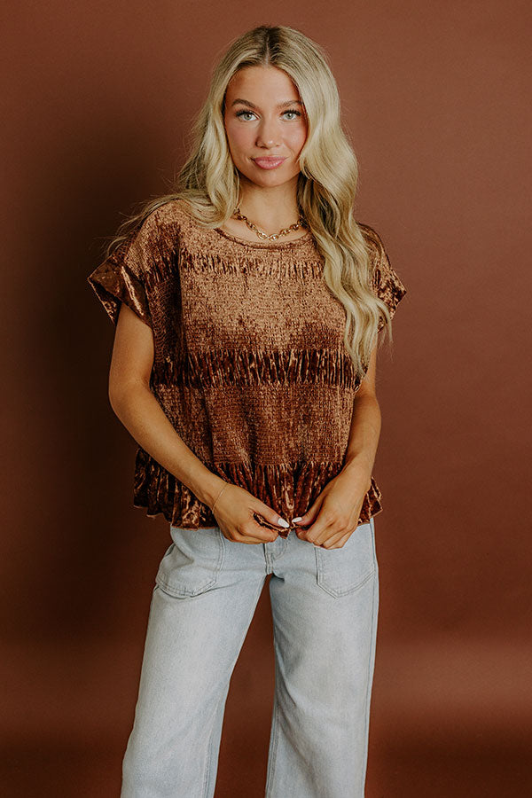 Luxurious Feels Velvet Top in Chocolate Image 3