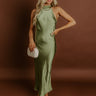 Glitz And Glam Satin Midi Dress in Olive Image 1