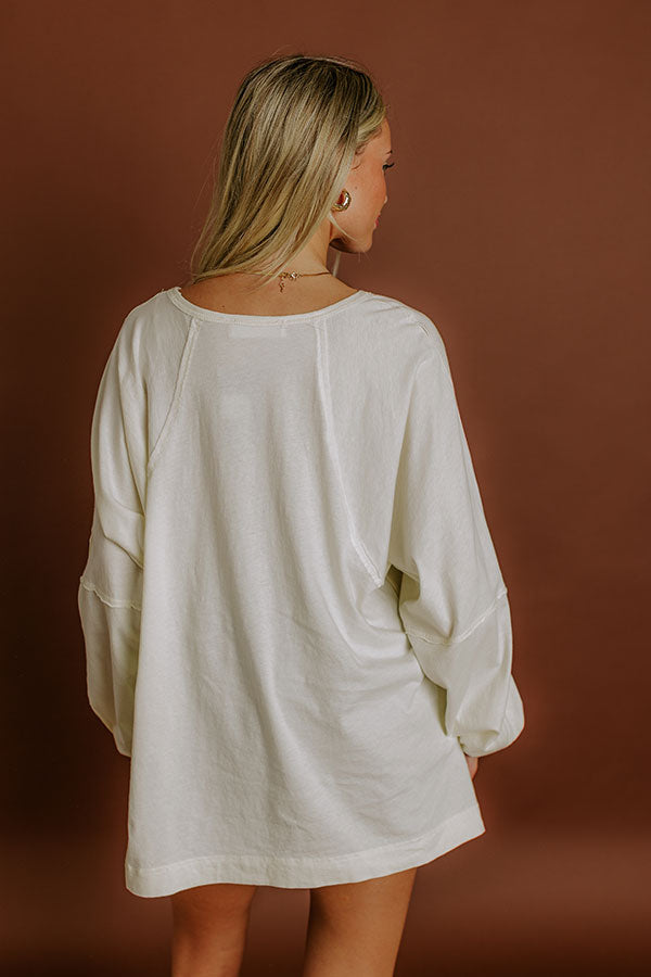 Cozy Comforts Vintage Wash Oversized Tee in Cream Image 5