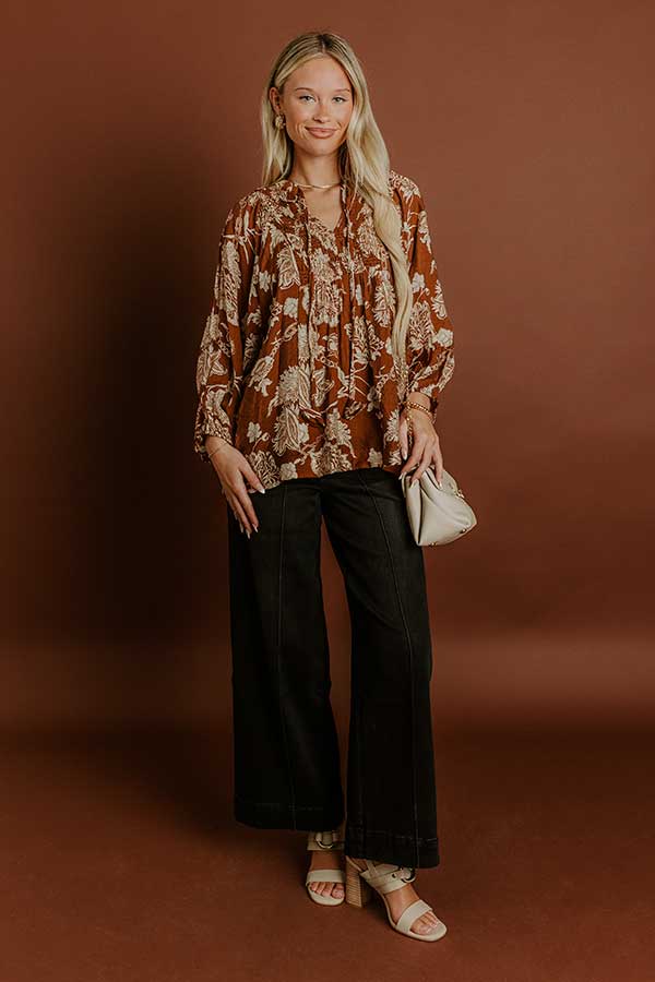 Simply Charming Floral Top in Camel Image 2