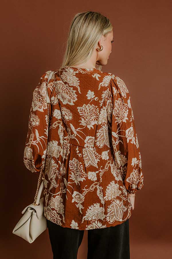Simply Charming Floral Top in Camel Image 4