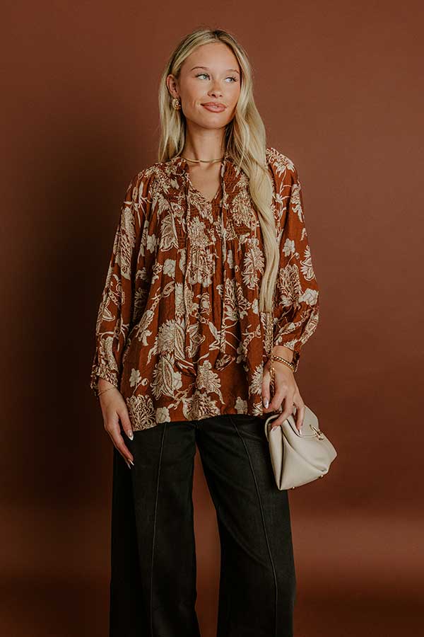 Simply Charming Floral Top in Camel Image 5