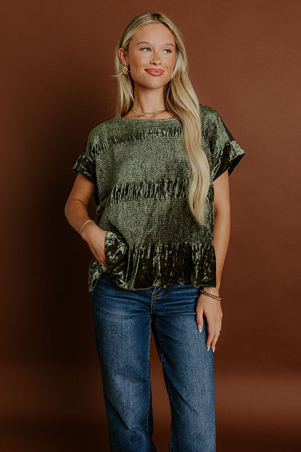 Luxurious Feels Velvet Top in Olive Image 1