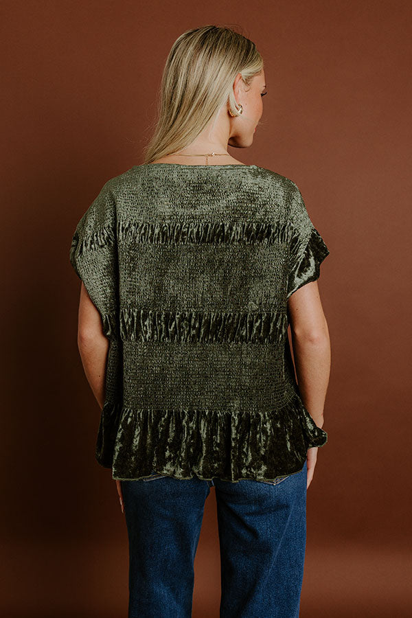 Luxurious Feels Velvet Top in Olive Image 3