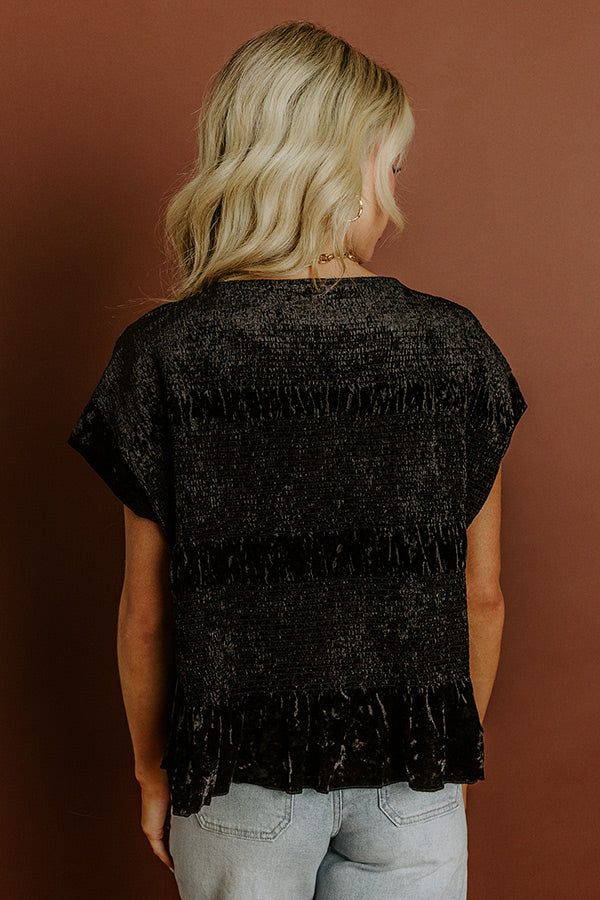 Luxurious Feels Velvet Top in Black Image 5