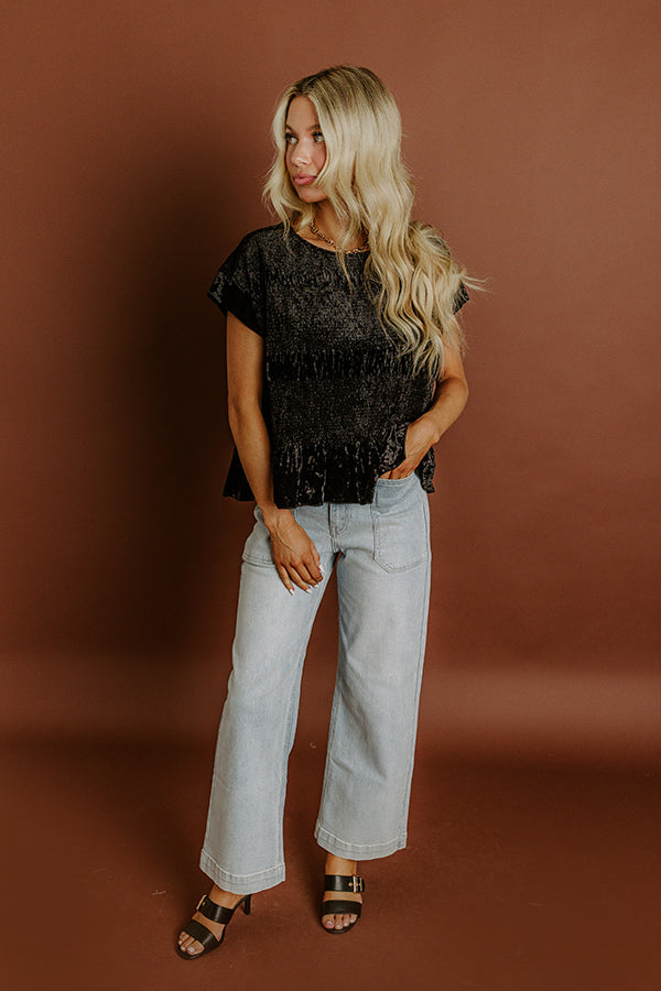 Luxurious Feels Velvet Top in Black Image 1