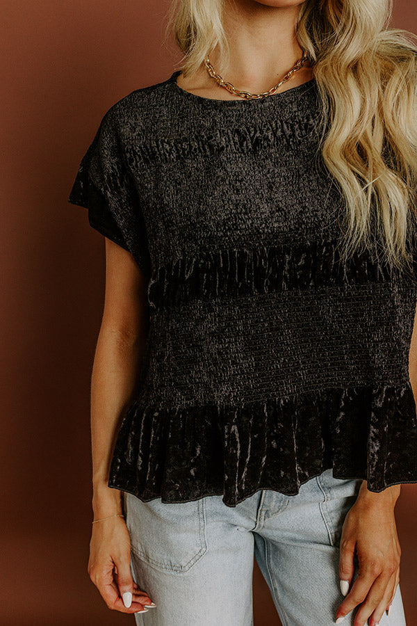 Luxurious Feels Velvet Top in Black Image 2