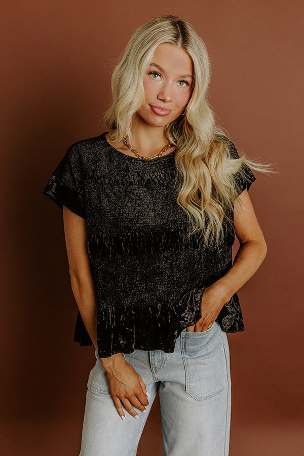 Luxurious Feels Velvet Top in Black Image 3