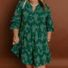 Tribeca Twilight Jacquard Babydoll Mini Dress in Hunter Green Curves Image 1