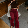 RISEN Kinsley High Waist Corduroy Wide Leg Pants in Wine Image - 1