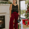 RISEN Kinsley High Waist Corduroy Wide Leg Pants in Wine Curves Image - 1