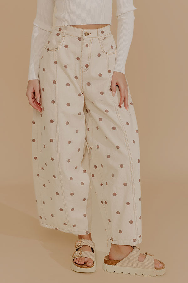 Spotted Around Town High Waist Barrel Leg Jean in Mocha Image - 1