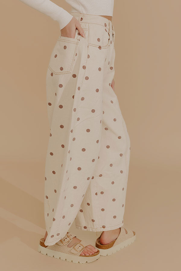 Spotted Around Town High Waist Barrel Leg Jean in Mocha Image - 2