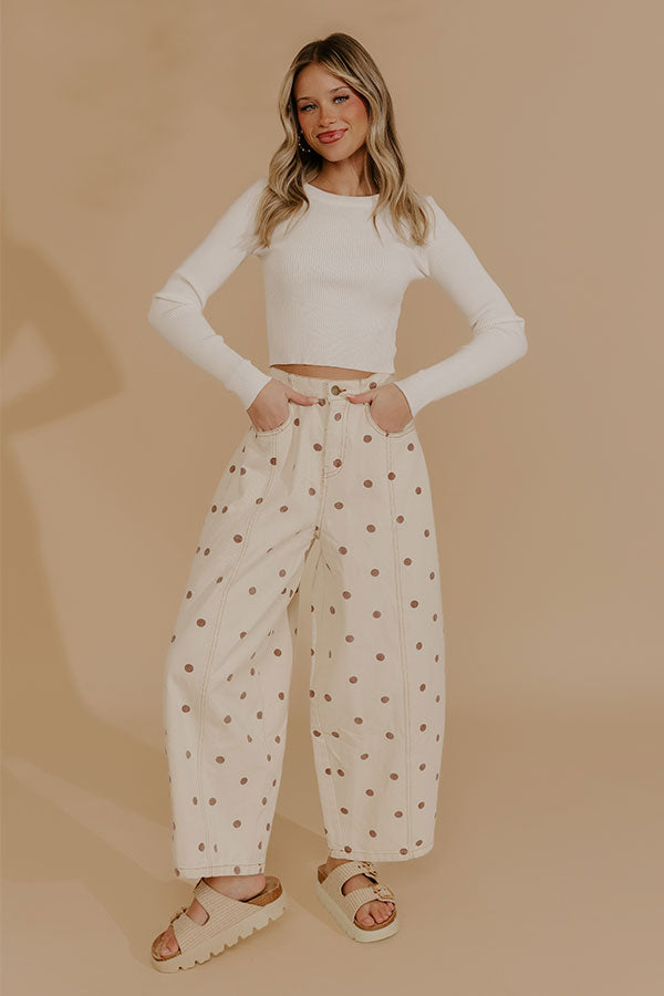 Spotted Around Town High Waist Barrel Leg Jean in Mocha Image - 4