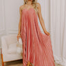 Moonlit Waltz Satin Pleated Maxi Dress in Rustic Rose Image 1