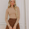 Casual Hangout Ribbed Bodysuit in Iced Latte Image 1