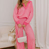 Uptown Chic High Waist Ribbed Pants in Pink Image 1
