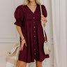 Bordeaux Bliss Button Down Mini Dress Image 1