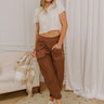 The Livvy High Waist Terry Barrel Leg Pants in Chocolate Image 1