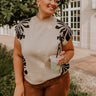 City Bloom Floral Knit Top in Iced Latte Curves Image 1