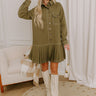 Charming Views Denim Mini Dress in Olive Image 1