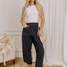 The Livvy High Waist Terry Barrel Leg Pants in Navy Image 1