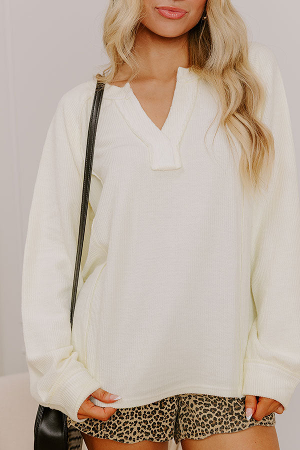 Easy Days Ribbed Top in Light Yellow Image 2