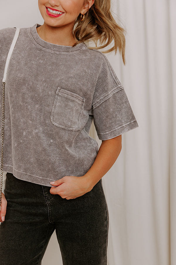 Daily Comfort Vintage Wash Ribbed Tee in Grey Image 3