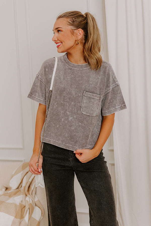 Daily Comfort Vintage Wash Ribbed Tee in Grey Image 1