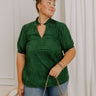 Petals And Pinot Floral Embroidered Top in Hunter Green Curves Image 1