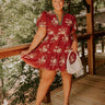 The Sunday Stroll Floral Mini Dress in Brick Red Curves Image - 1