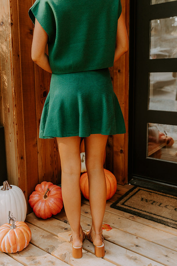 Chic A La Mode High Waist Knit Mini Skirt in Hunter Green