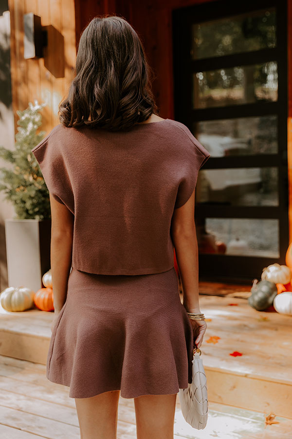 Chic A La Mode High Waist Knit Mini Skirt in Mocha Image 5