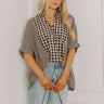 Charming Views Oversized Gingham Top in Warm Taupe Image 1