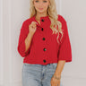 Coffee Shop Cozy Knit Cardigan in Red Image 1