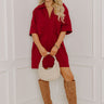 Uptown Darling Denim Mini Dress in Wine Image 1