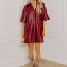 Sleek Uptown Faux Leather Mini Dress in Wine Image 1