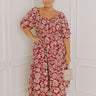 Mystic Garden Floral Smocked Midi Dress in Sangria Curves Image 1