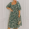 Mystic Garden Floral Smocked Midi Dress in Hunter Green Curves Image 1
