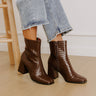 The Demi Faux Leather Woven Boot in Chestnut Image 1
