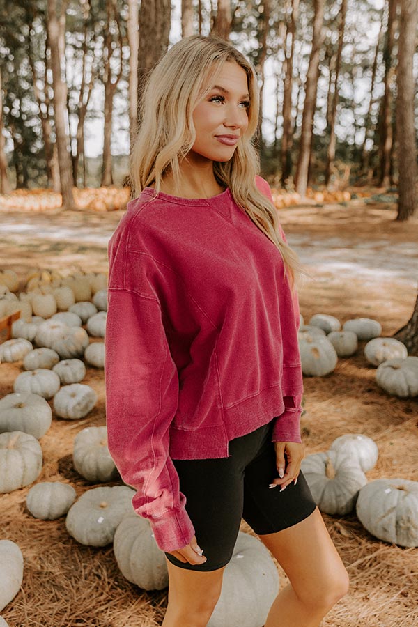 Morning Dew Vintage Wash Sweatshirt in Red Image 5