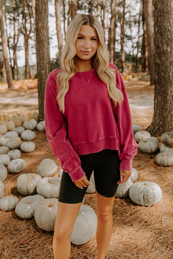 Morning Dew Vintage Wash Sweatshirt in Red Image 1