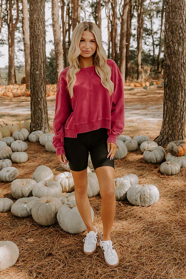 Morning Dew Vintage Wash Sweatshirt in Red Image 2