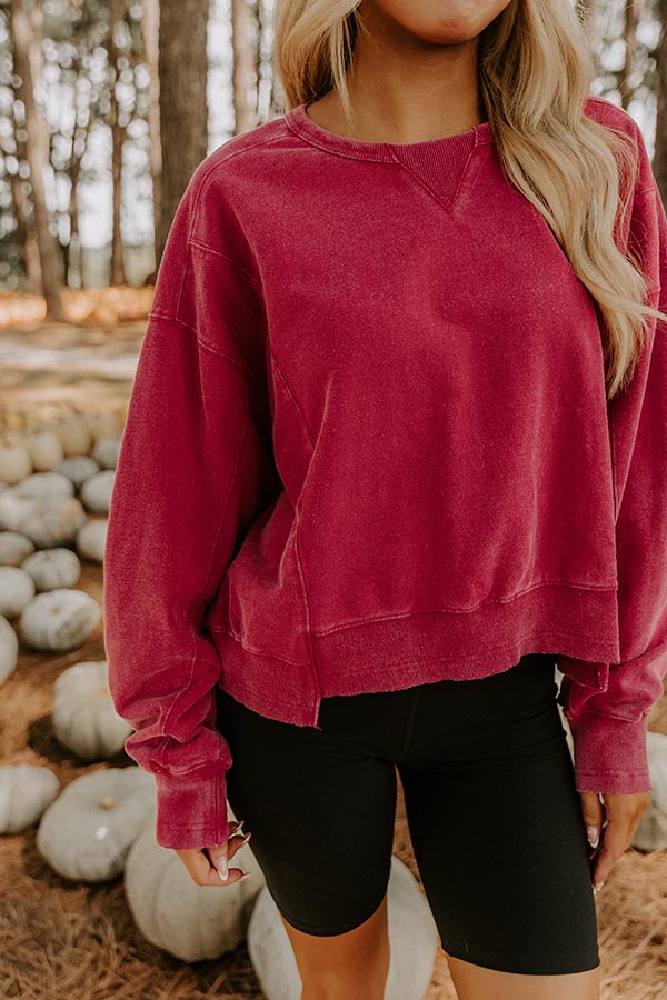 Morning Dew Vintage Wash Sweatshirt in Red Image 3