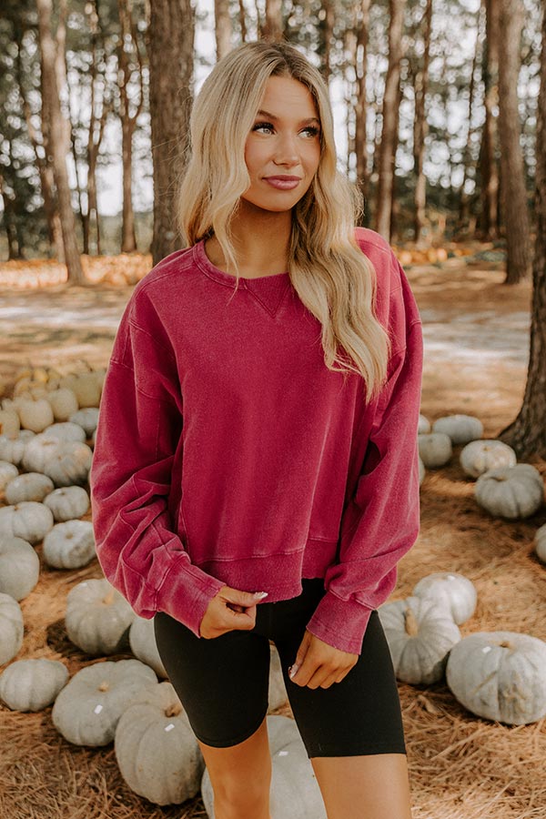 Morning Dew Vintage Wash Sweatshirt in Red Image 4