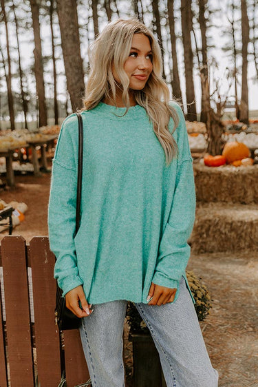 Metallic Knit Sweater in Jade main image 1