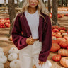 Snuggle Season Knit Cardigan in Maroon Image 1