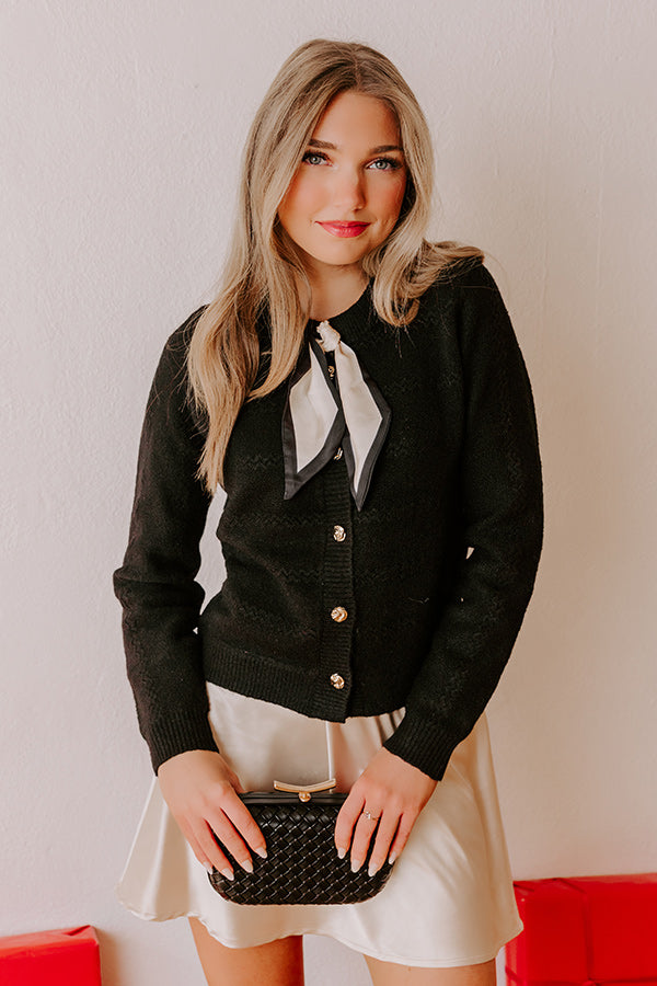 Uptown Charm Knit Cardigan in Black Image - 2