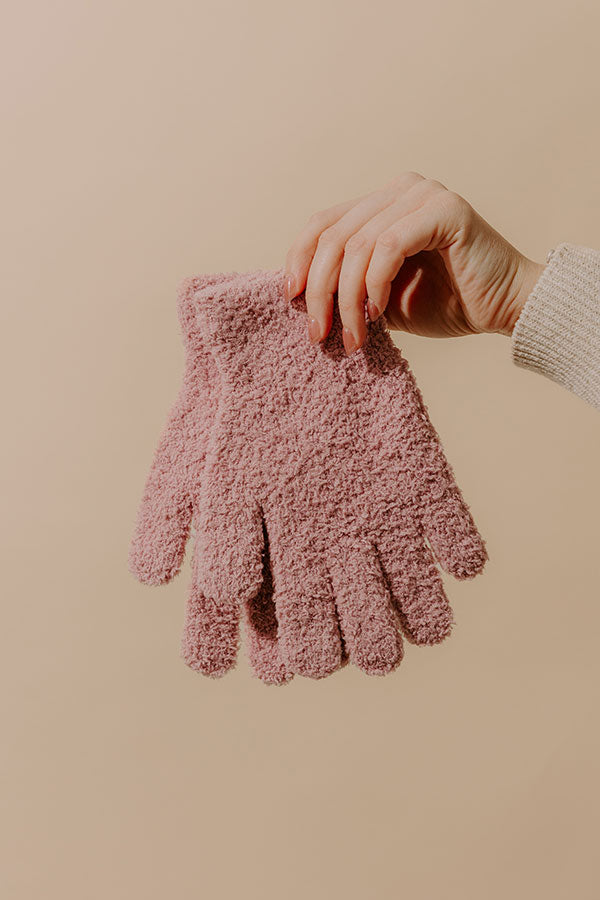 Barefoot Dreams CozyChic Gloves in Teaberry Image - 1