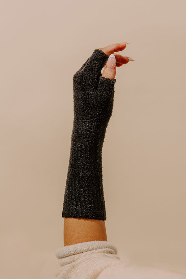 Barefoot Dreams CozyChic Lite Fingerless Gloves in Black Image - 2